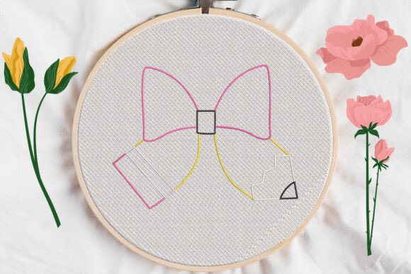 Bow Pencil Teacher Applique Embroidery Review