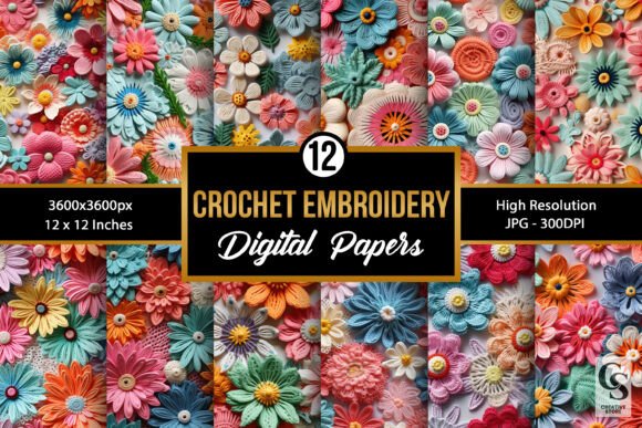 Crochet Flowers Embroidery Digital Paper Review