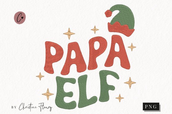 Faux Embroidery Papa Elf PNG Review